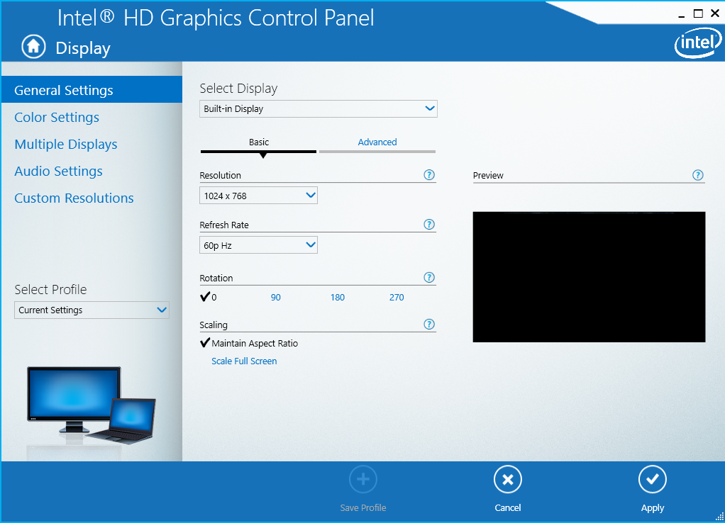 Intel HD Graphics Control Panel